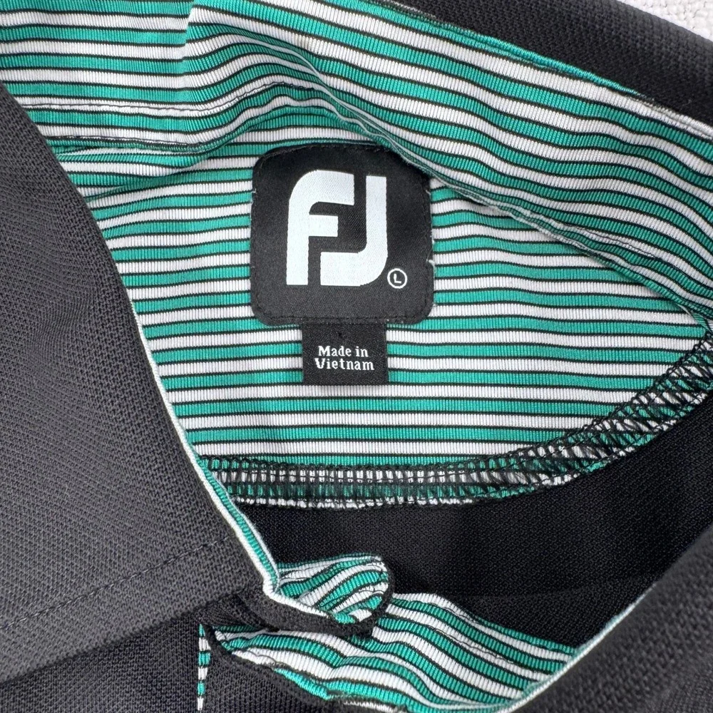FootJoy Men Large ProDry Performance Golf Polo Black Short Sleeve Embroidered - Picture 3 of 8